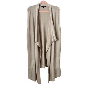 Banana Republic Cardigan Womens XL Tan Open Front Draped Duster Sweater Cotton